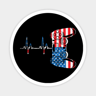 Gamer Heartbeat Video Game Lover 4th of july Magnet